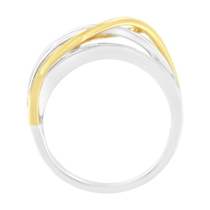 10K White and Yellow Gold 1 1/10 cttw Channel-Set Diamond Bypass Band Ring (J Color, I3 Clarity) - Size 7 by Bids.com