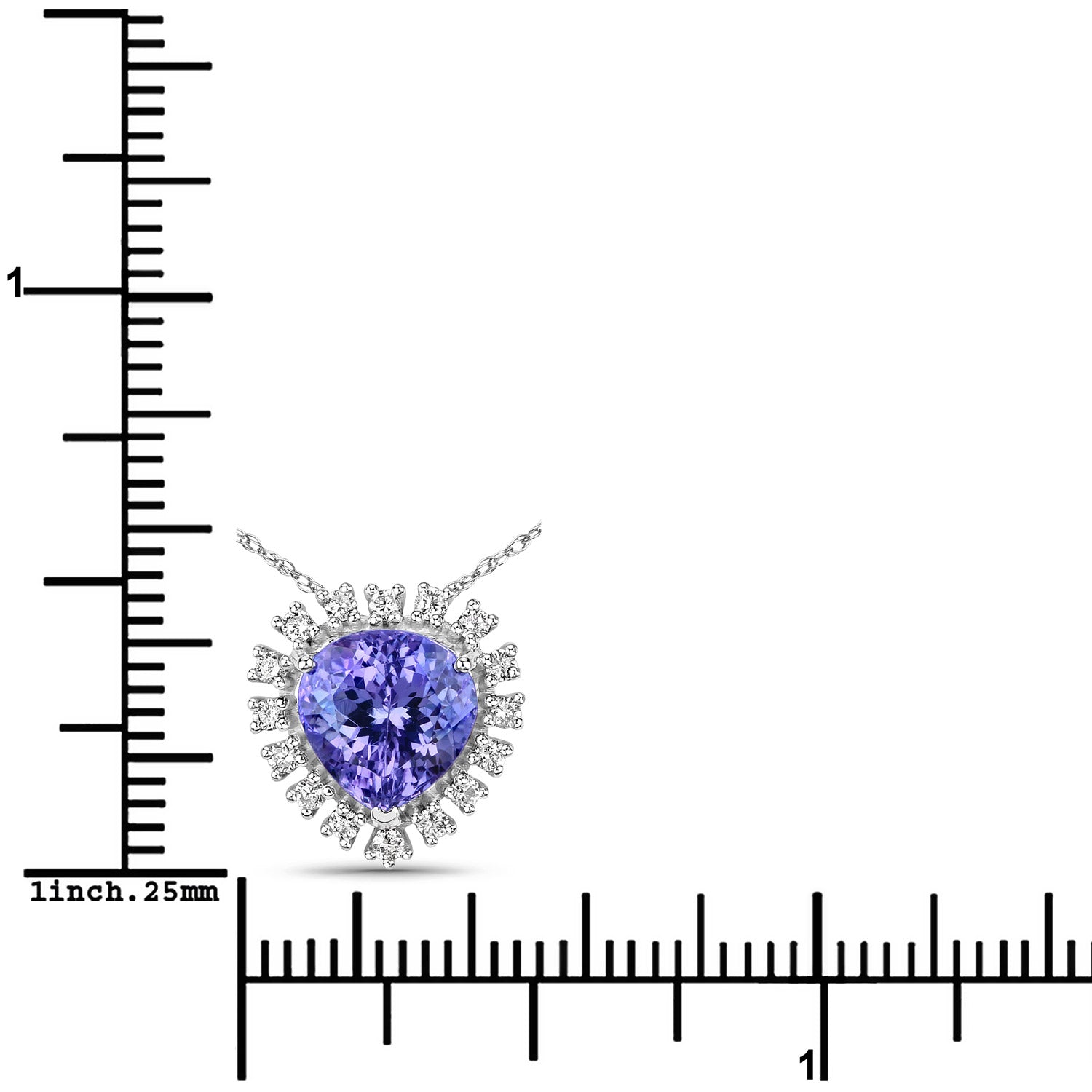 3.25 Carat Genuine Tanzanite and White Diamond 14K White Gold Pendant by Bids.com