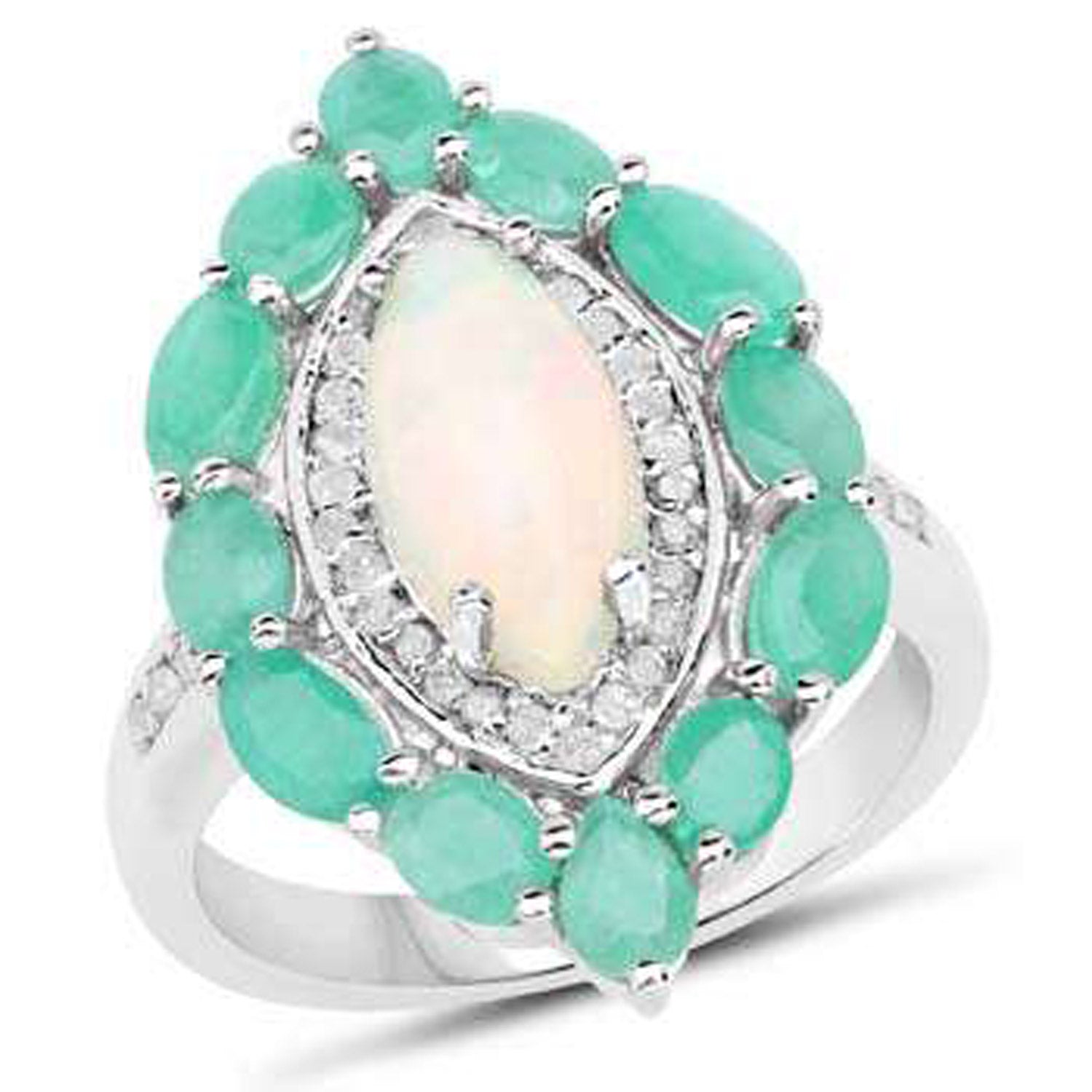3.61 Carat Genuine Multi Stones .925 Sterling Silver Ring by Bids.com