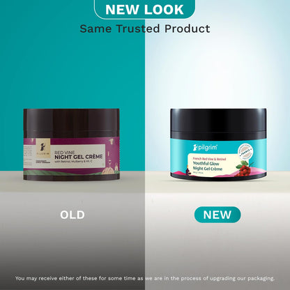 Pilgrim French Red Vine Anti Aging Night Cream with Retinol, Mulberry &amp; Vitamin C For Glowing Skin &amp; Skin Repair