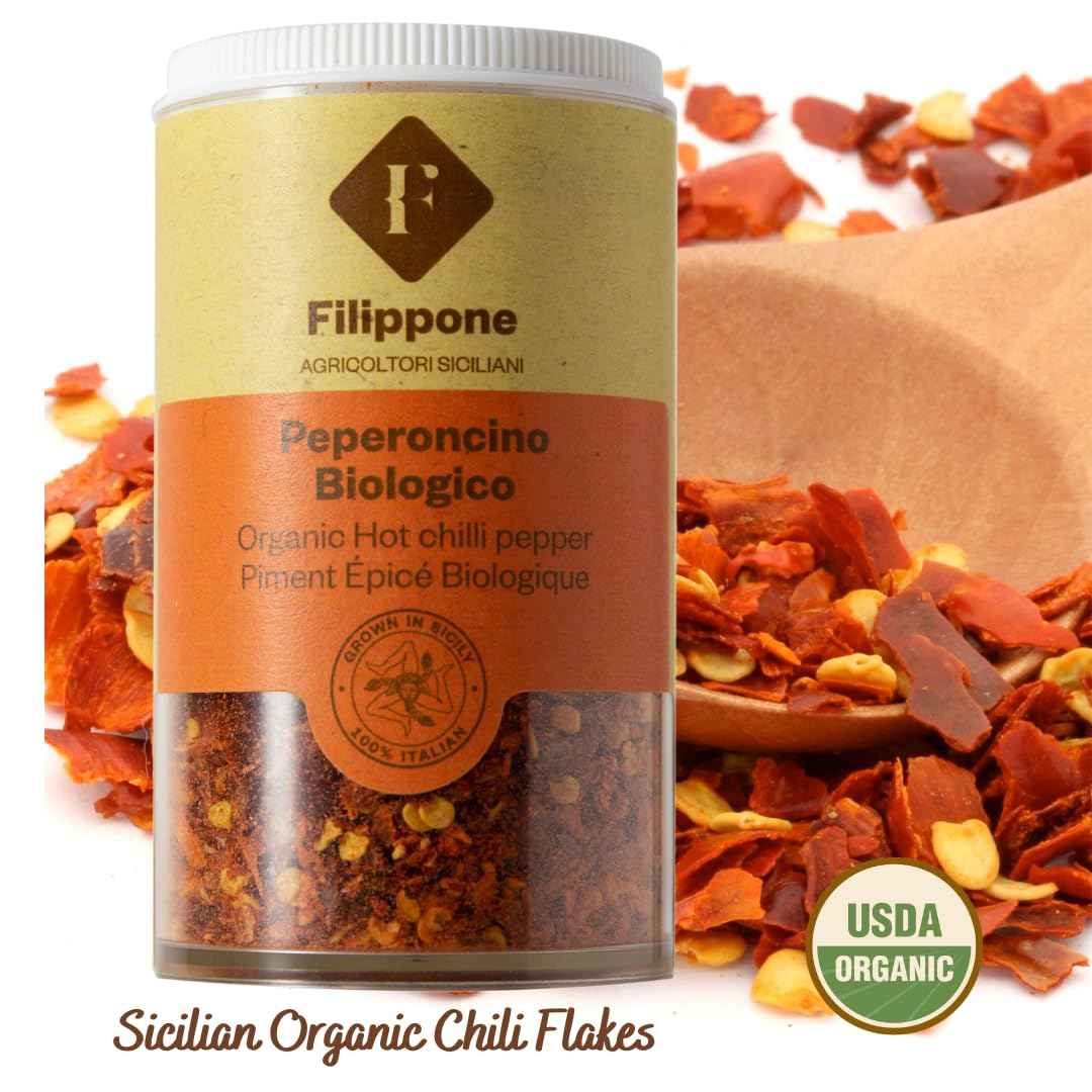Filippone, Organic Chili Flakes, Italian Pepperoncino 0.70oz (20g)