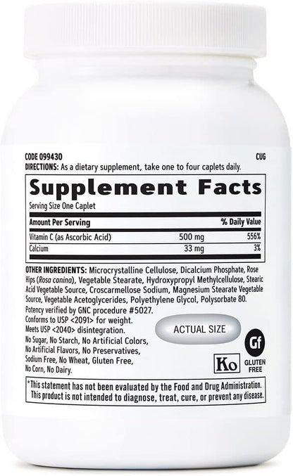 GNC Vitamin C 500mg, 250 Caplets by Top Vita Shop