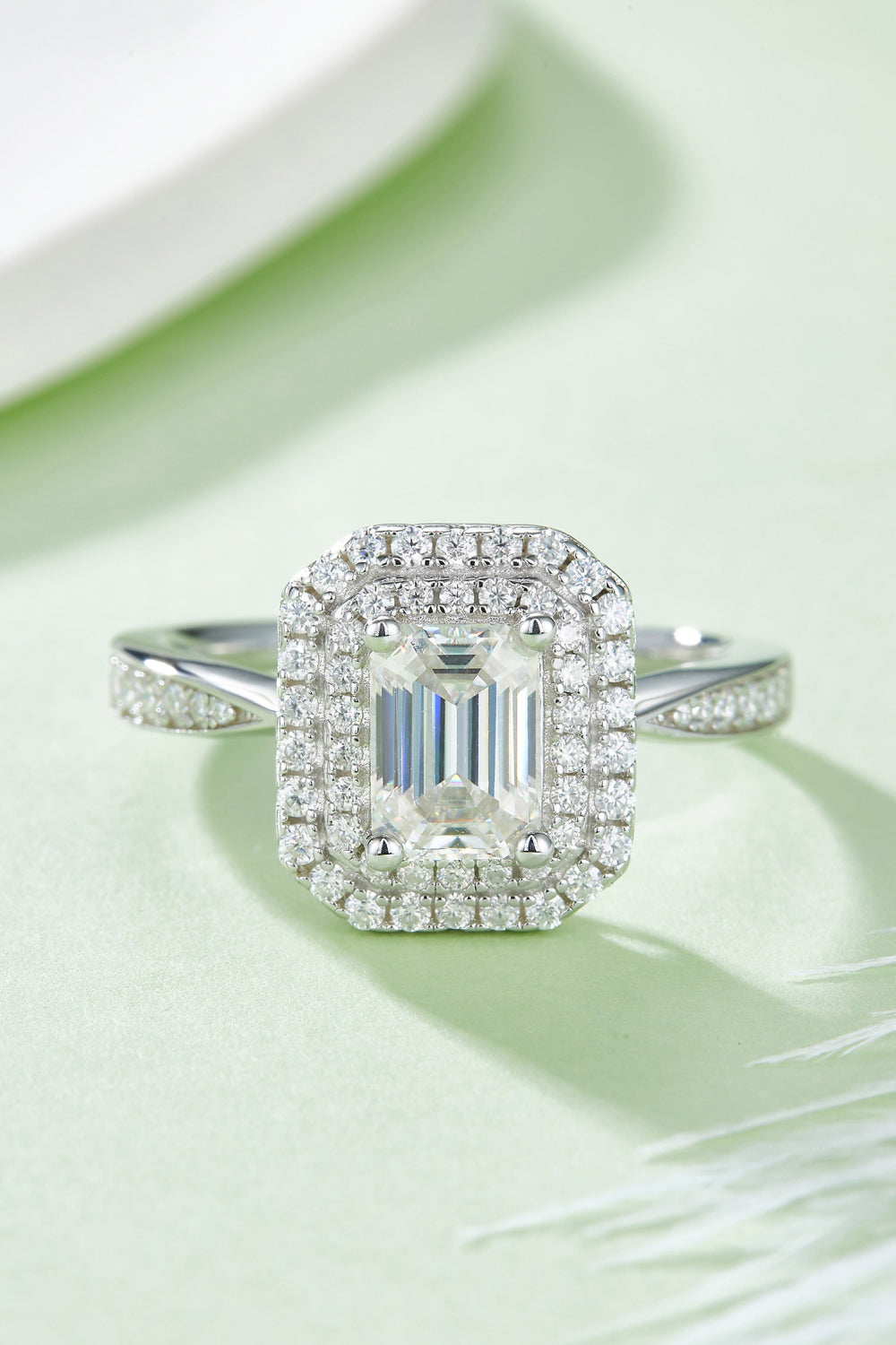 Adored 1 Carat Emerald-Cut Sparkala™ Platinum Over Pure Sterling Silver Side Stone Ring by Sparkala