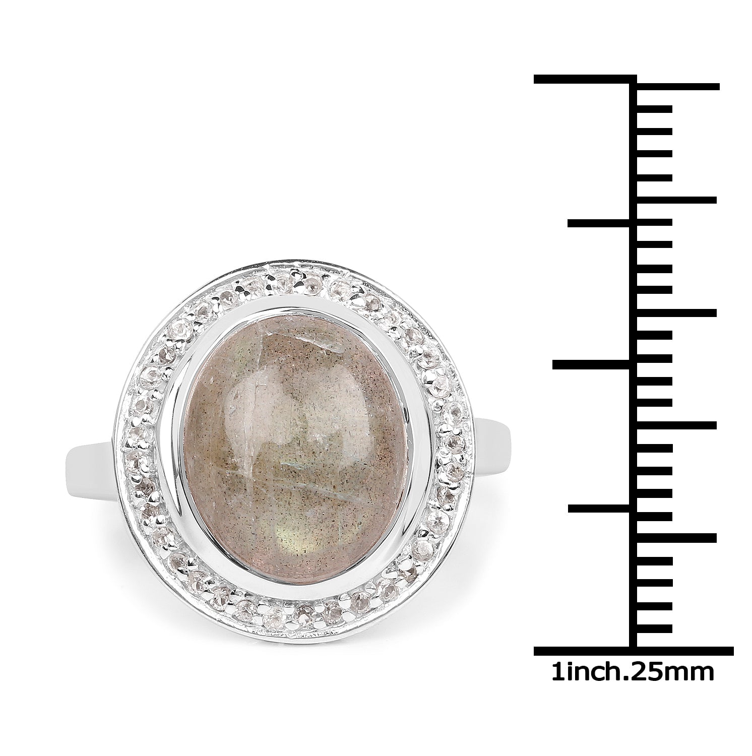 5.43 Carat Genuine Labradorite and White Topaz .925 Sterling Silver Ring by Bids.com