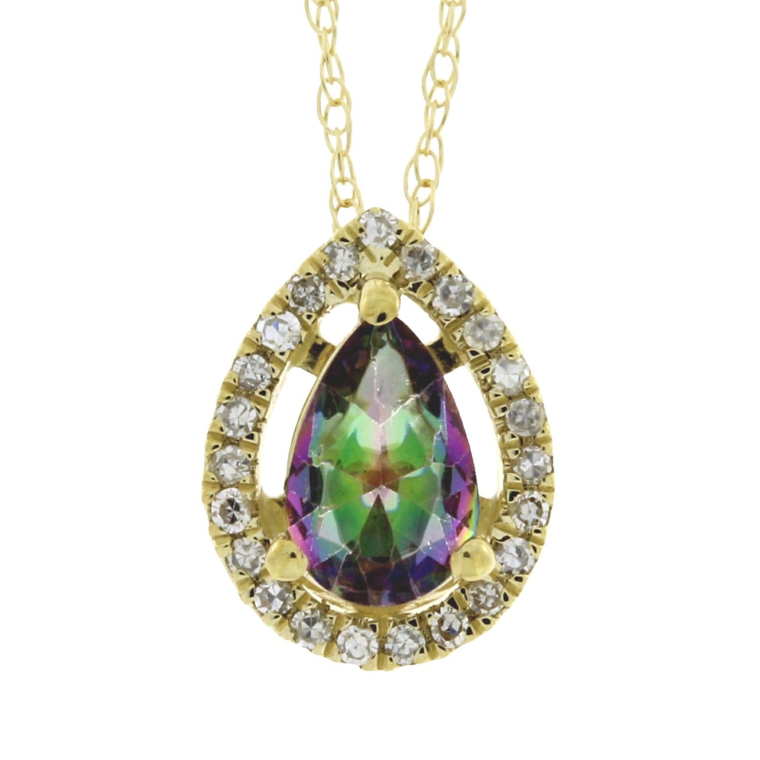 Treated Topaz Diamond Fashion Pendants 14KT Yellow Gold