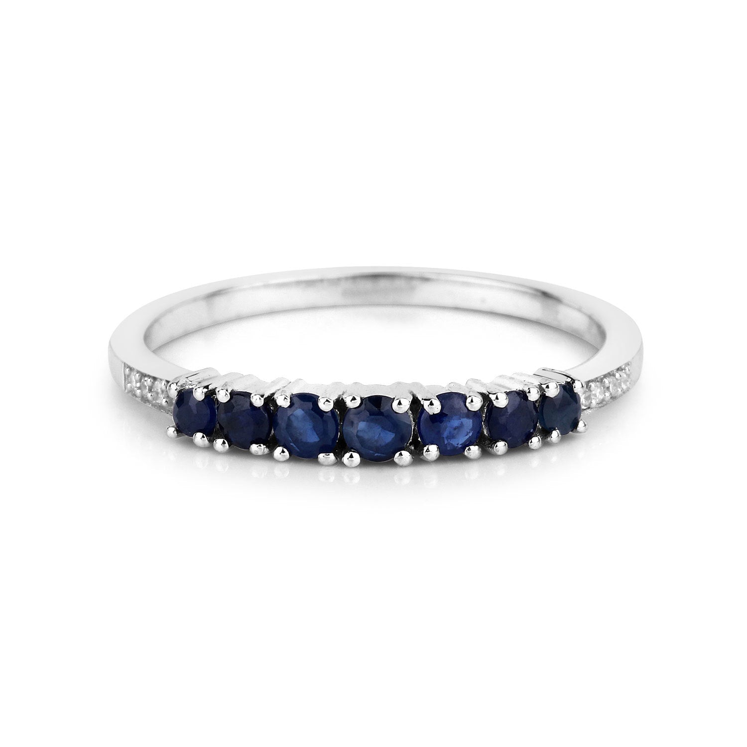 0.45 Carat Genuine Blue Sapphire and White Diamond 14K White Gold Ring by Bids.com