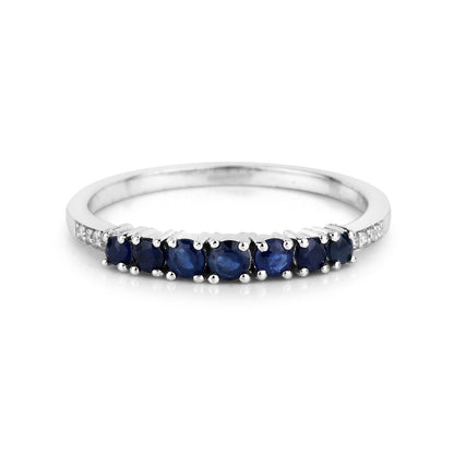 0.45 Carat Genuine Blue Sapphire and White Diamond 14K White Gold Ring by Bids.com