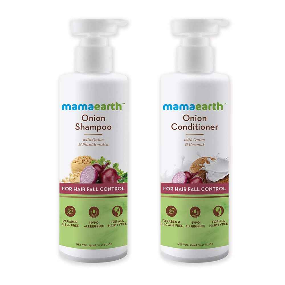 Mamaearth Onion Shampoo &amp; Onion Conditioner For Hair Fall Control
