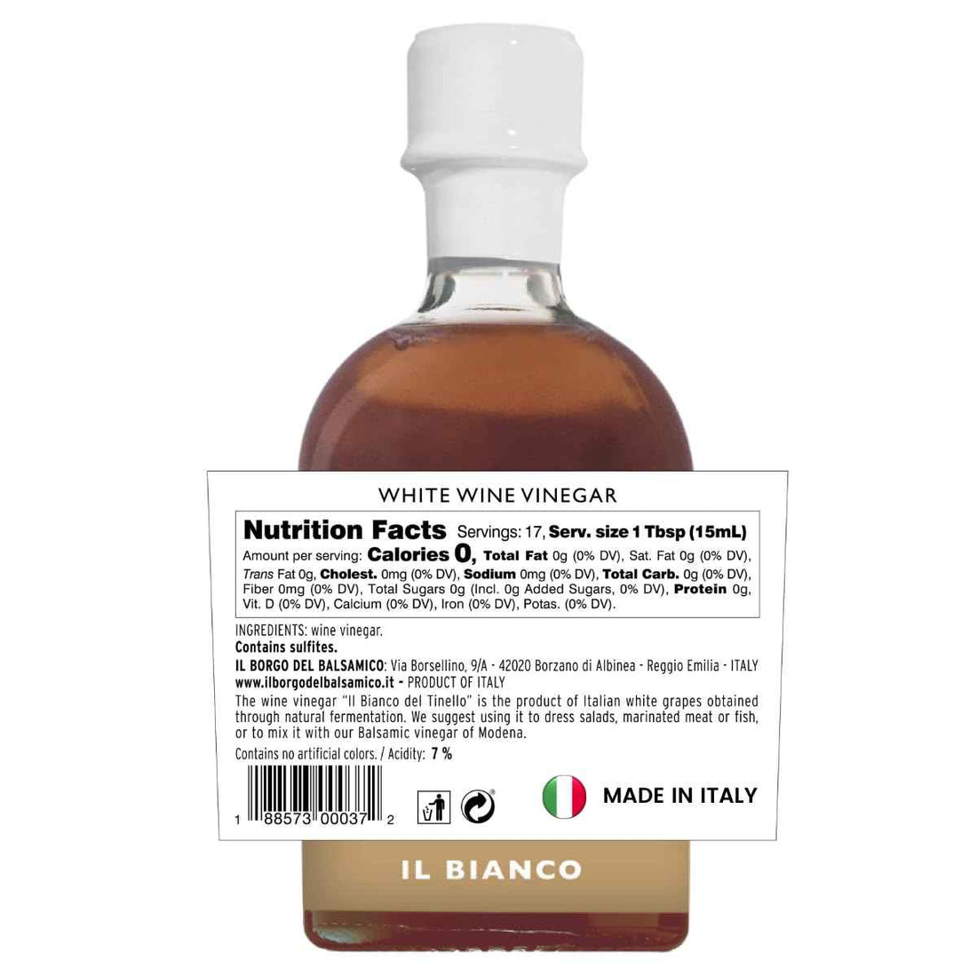 IL TINELLO, White Wine Vinegar Aceto di Vino Bianco, (8.45 fl oz) 250ml