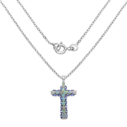 3.32 Carat Genuine Ethiopian Opal and Tanzanite .925 Sterling Silver Pendant by Bids.com