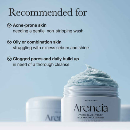Arencia Fresh Blue Hyssop Rice Mochi Cleanser