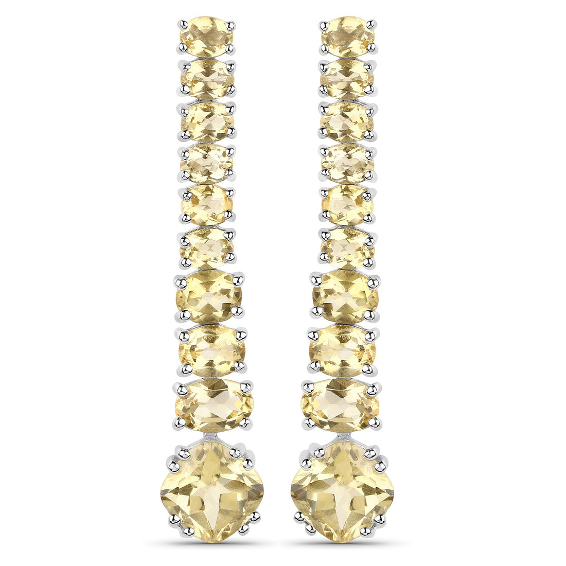 18K White Gold Plated 7.22 Carat Genuine Citrine .925 Sterling Silver Earrings by Bids.com