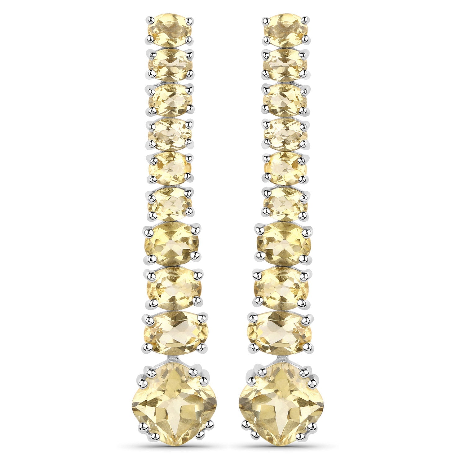 18K White Gold Plated 7.22 Carat Genuine Citrine .925 Sterling Silver Earrings by Bids.com