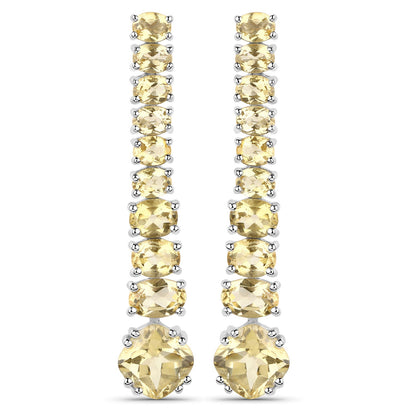 18K White Gold Plated 7.22 Carat Genuine Citrine .925 Sterling Silver Earrings by Bids.com