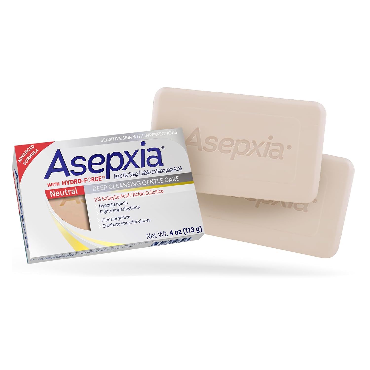 Asepxia Acne Treatment Neutral Hypoallergenic Bar Soap 4 oz by Pasteur Pharmacy
