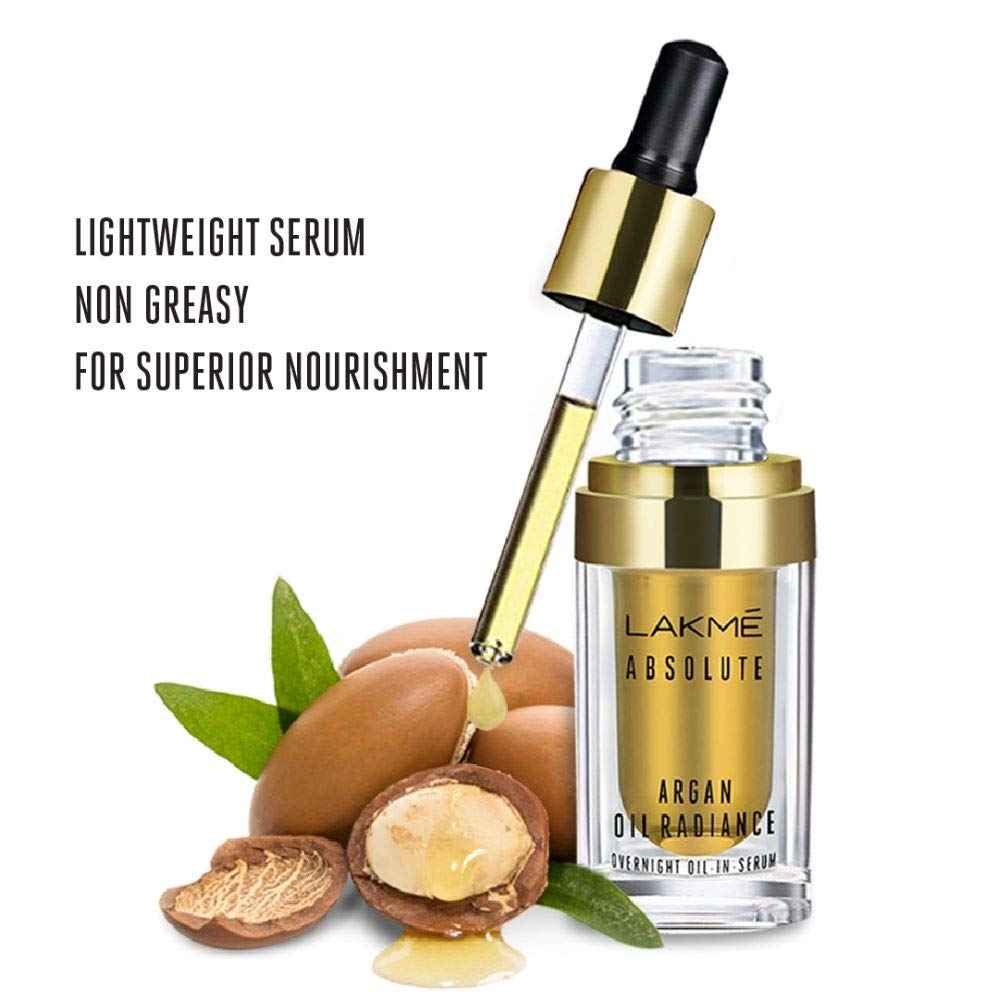 Lakmé Absolute Argan Oil Radiance Overnight Oil-in-Serum, 15ml