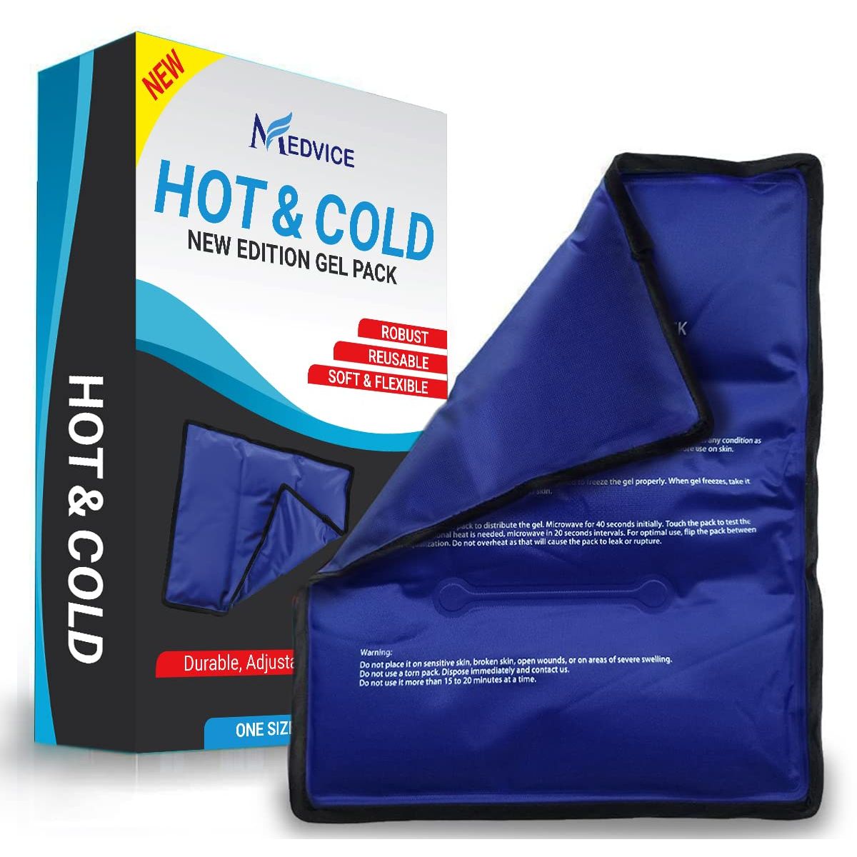 Reusable Hot and Cold Gel Pack (Large) - Flexible Compress for Pain Relief, Injuries &amp; Recovery (2-Pack) by Pasteur Pharmacy