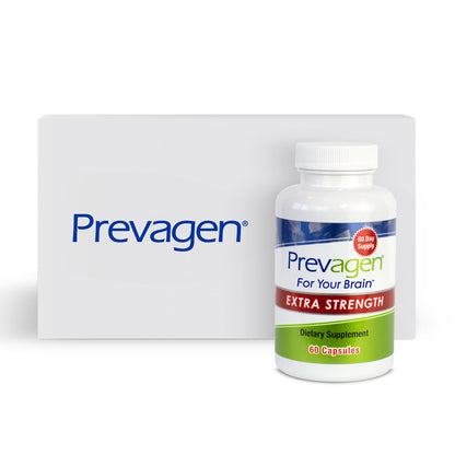 Prevagen Extra Strength 20mg, 60 Capsules with Apoaequorin &amp; Vitamin D with Attractive and Stackable Prevagen Storage Box