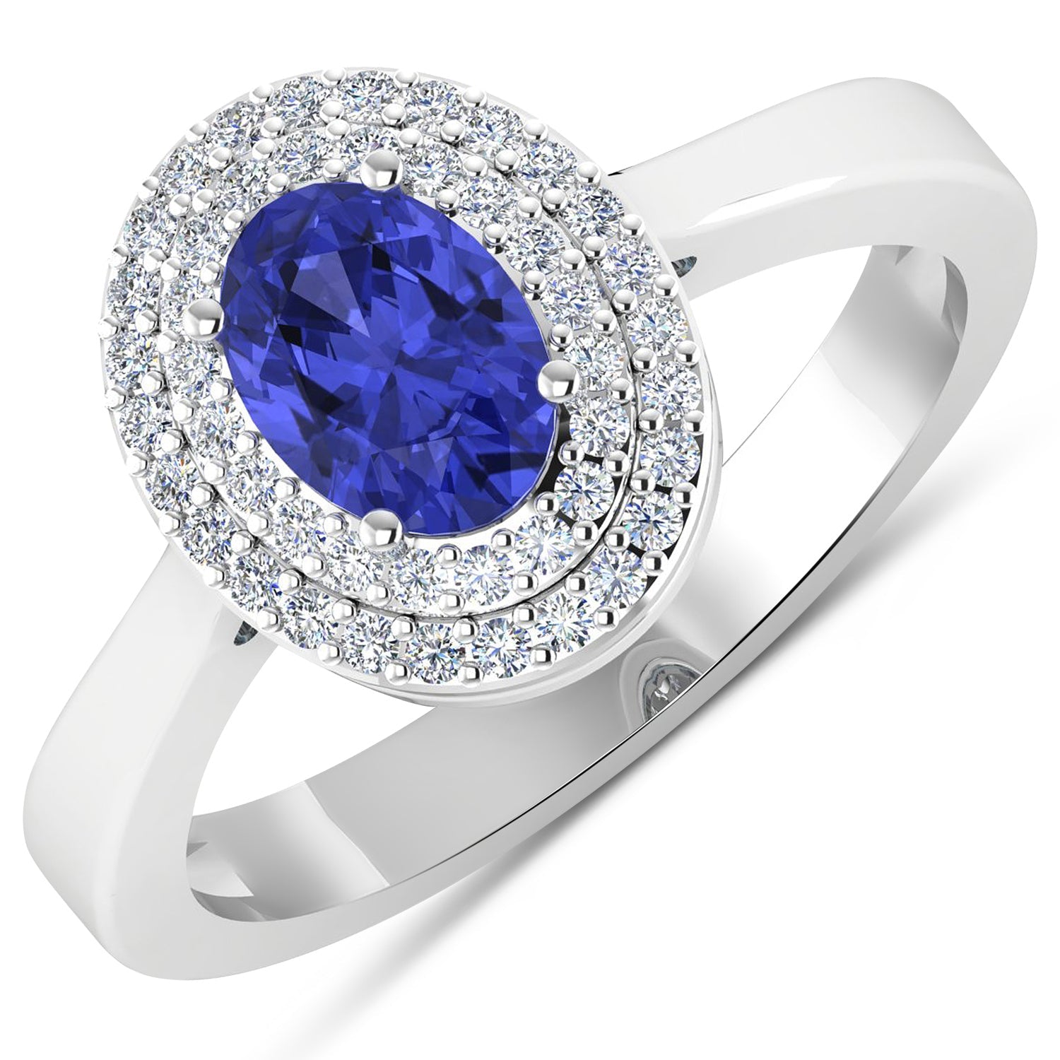 0.91 Carat Genuine Tanzanite and White Diamond 14K White Gold Ring by Bids.com