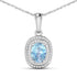 1.35 Carat Genuine Aquamarine and White Diamond 14K White Gold Pendant by Bids.com