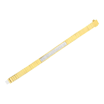 14K Yellow Gold 3 5/8 cttw Invisible Set Princess-Cut Diamond ID Tennis Bracelet (I-J Color, SI1-SI2 Clarity) - Size 7" by Bids.com