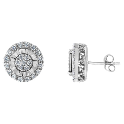 Sterling Silver Diamond Cluster Earrings (1 cttw, I-J Color, I2-I3 Clarity) by Bids.com