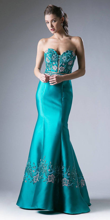 Cinderella Divine 62211 Bead Embroidered Two-Piece Gown Strapless by DiscountDressShop