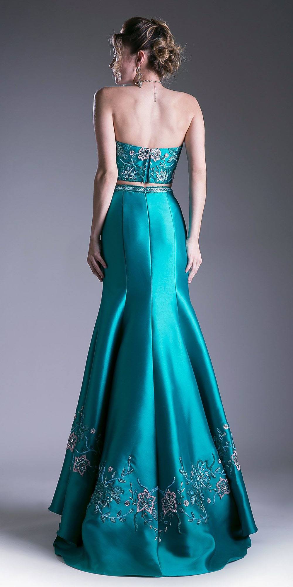 Cinderella Divine 62211 Bead Embroidered Two-Piece Gown Strapless by DiscountDressShop