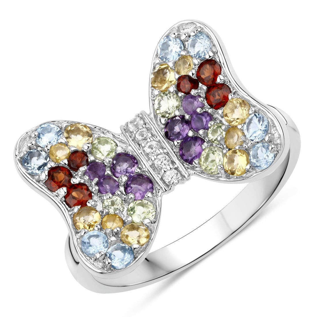 1.18 Carat Genuine Multi Stones .925 Sterling Silver Ring by Bids.com