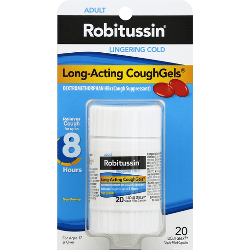 Robitussin Lingering Cold Cough Gels, Adult, Long Acting, Liqui Gels by Pasteur Pharmacy