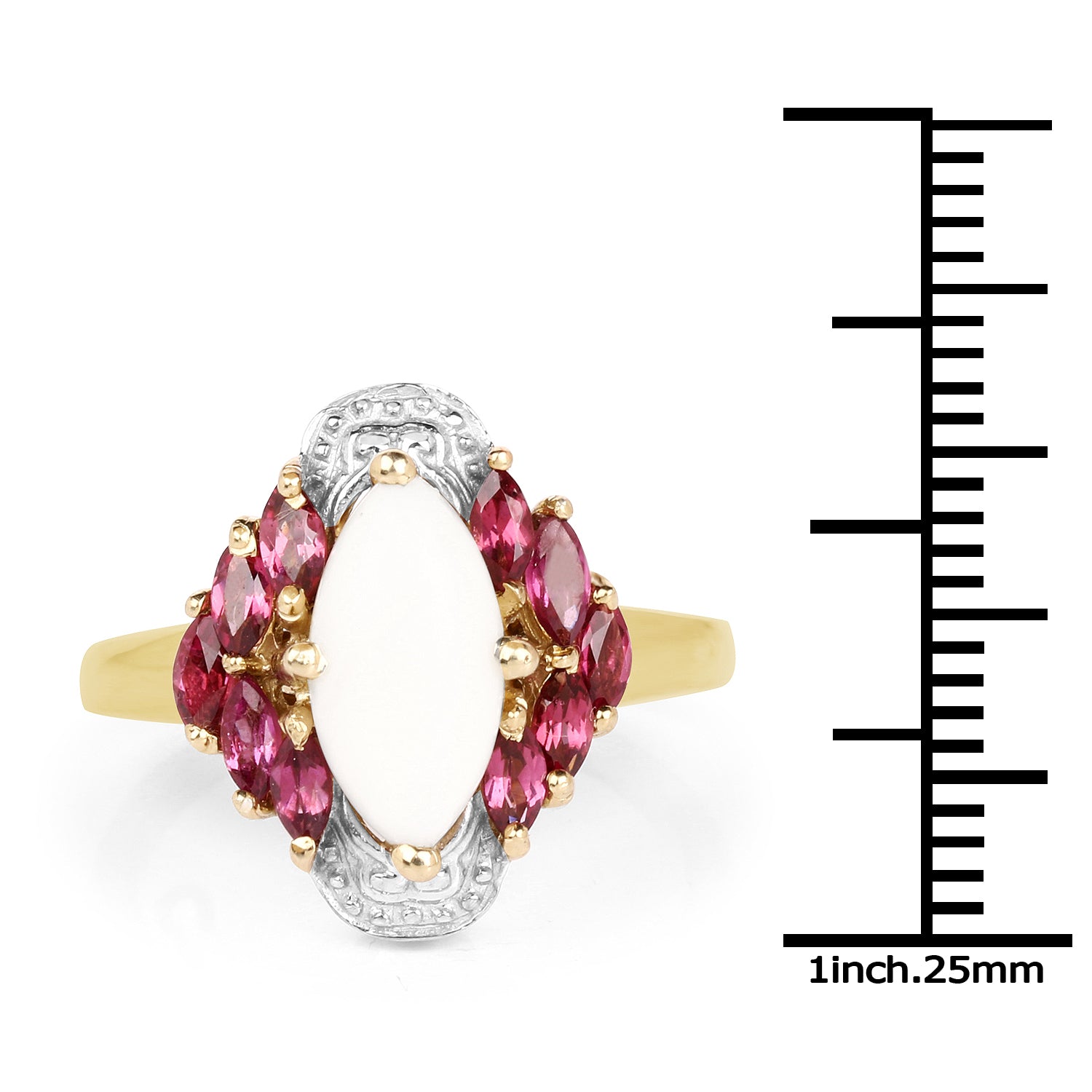 1.90 Carat Genuine Opal and Rhodolite .925 Sterling Silver Ring by Bids.com