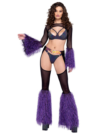 Sheer Chaps with Faux Fur Bell &amp; Belt
