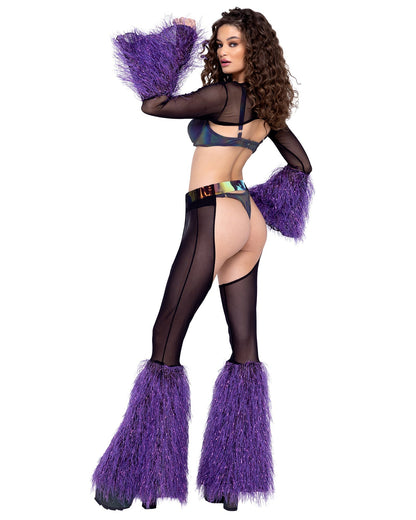 Sheer Chaps with Faux Fur Bell &amp; Belt