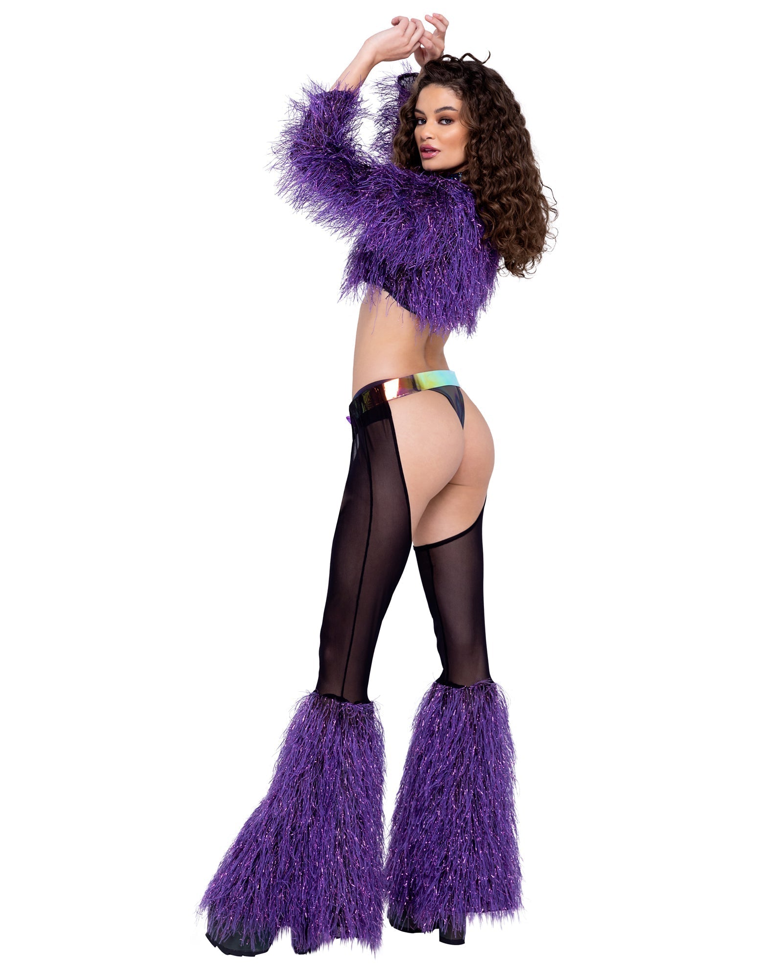 Sheer Chaps with Faux Fur Bell &amp; Belt