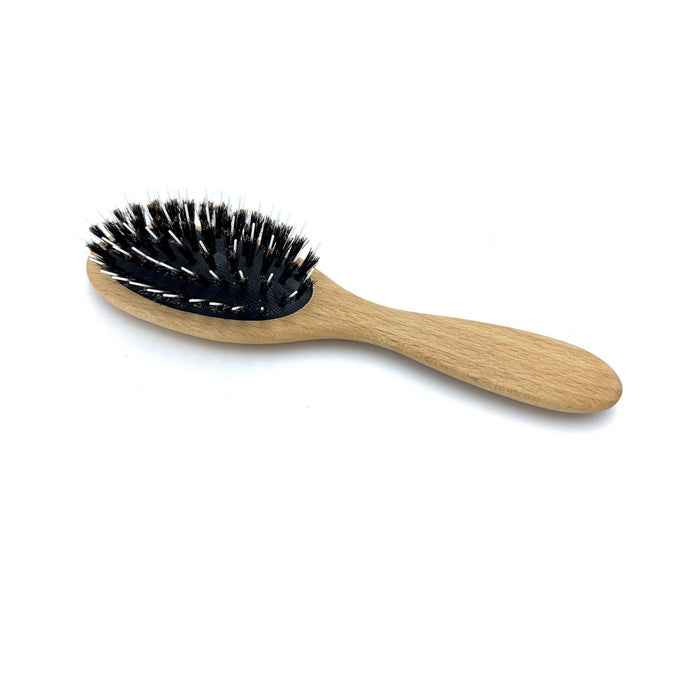 Dural Hair Brush For Styling &amp; Care Rubber Cueshion Wild Boar Bristles + Styling Pins Beech Wood