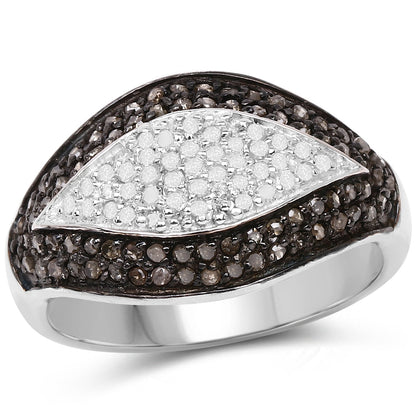 0.50 Carat Genuine Champagne Diamond and White Diamond .925 Sterling Silver Ring by Bids.com