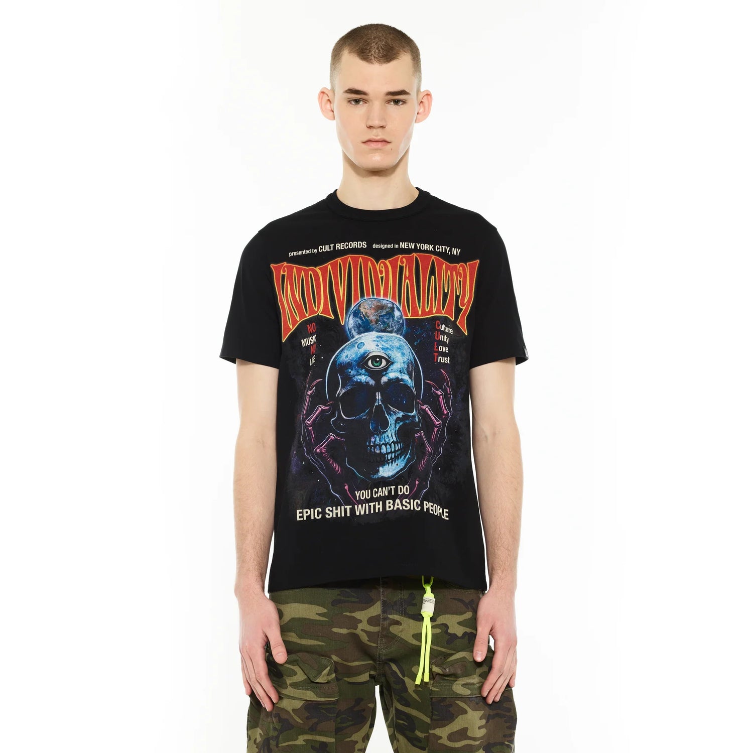 Cult Of Individuality Psychedelic Crew Tee - Black by Denim Exchange