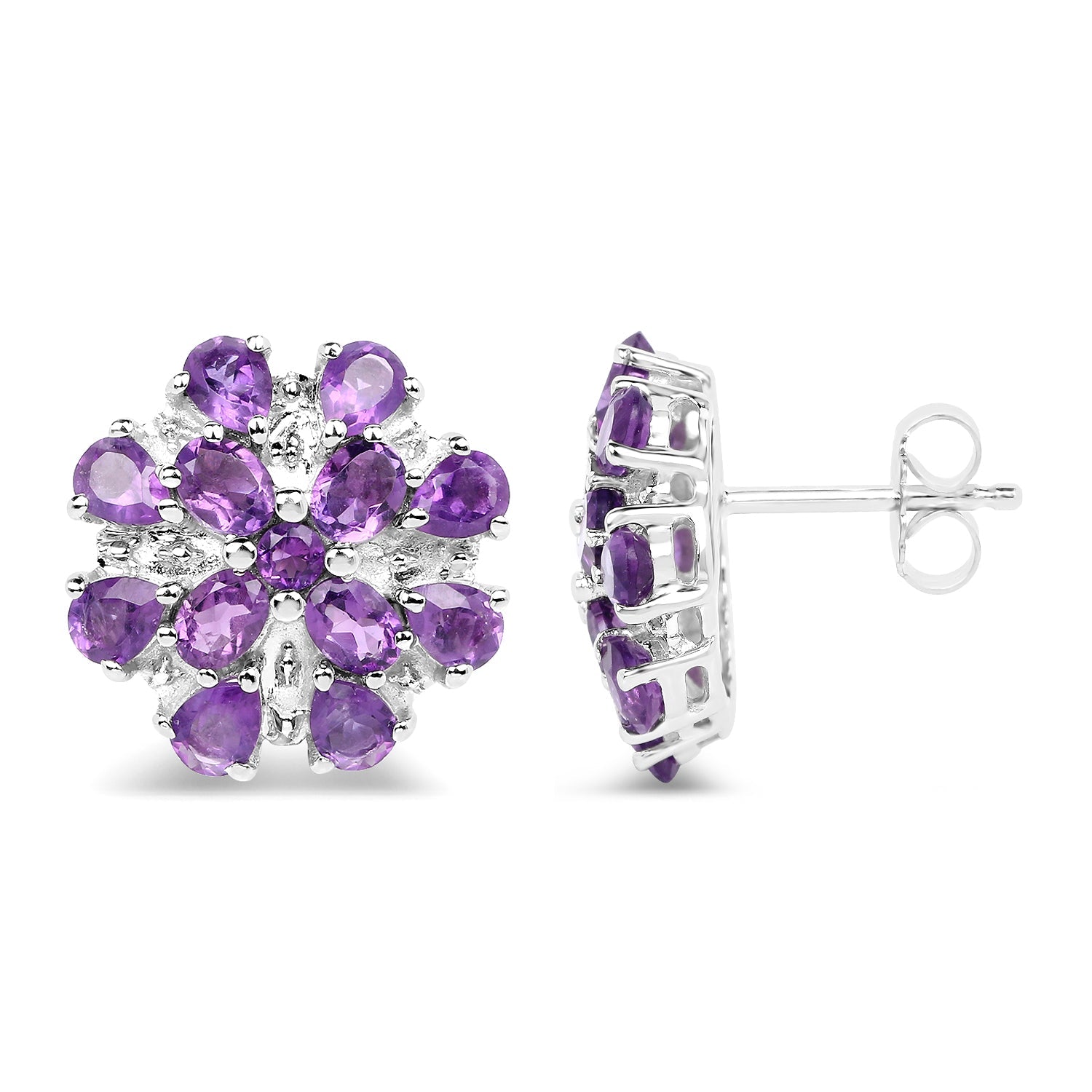 3.80 Carat Genuine Amethyst .925 Sterling Silver Earrings  DestGlow