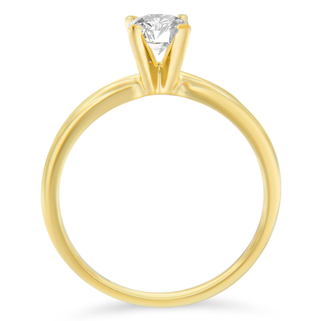 GIA Certified 14K Yellow Gold 1/2 Cttw Diamond Solitaire Engagement Ring (H Color, SI1 Clarity) - Size 6 by Bids.com