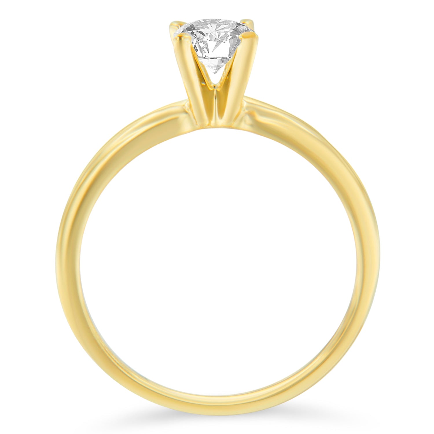 GIA Certified 14K Yellow Gold 1/2 Cttw Diamond Solitaire Engagement Ring (H Color, SI1 Clarity) - Size 6 by Bids.com