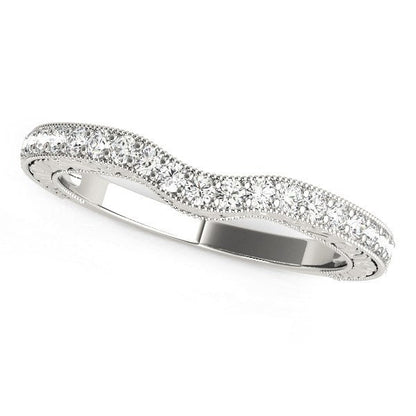 14k White Gold Antique Style Milgrained Curved Diamond Ring (1/4 cttw) by Bids.com