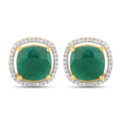 4.40 Carat Dyed Emerald and White Diamond .925 Sterling Silver Earrings by Bids.com