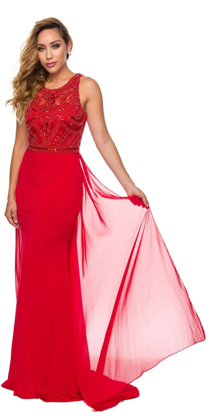 Juliet 628 Embellished Bodice Fit and Flare Prom Gown with Train by DiscountDressShop