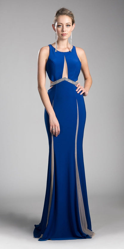 Cinderella Divine 62806 Beaded Waist Cut Out Back Long Dress by DiscountDressShop