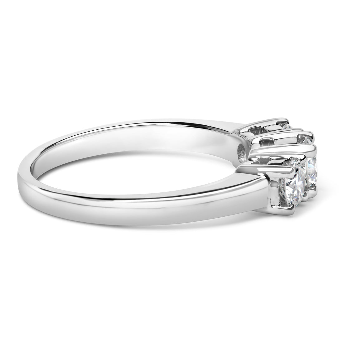 14K White Gold 3/4 Cttw Lab Grown Diamond 3 Stone Ring Band (F-G Color, VS2-SI1 Clarity)- Size 7 by Bids.com