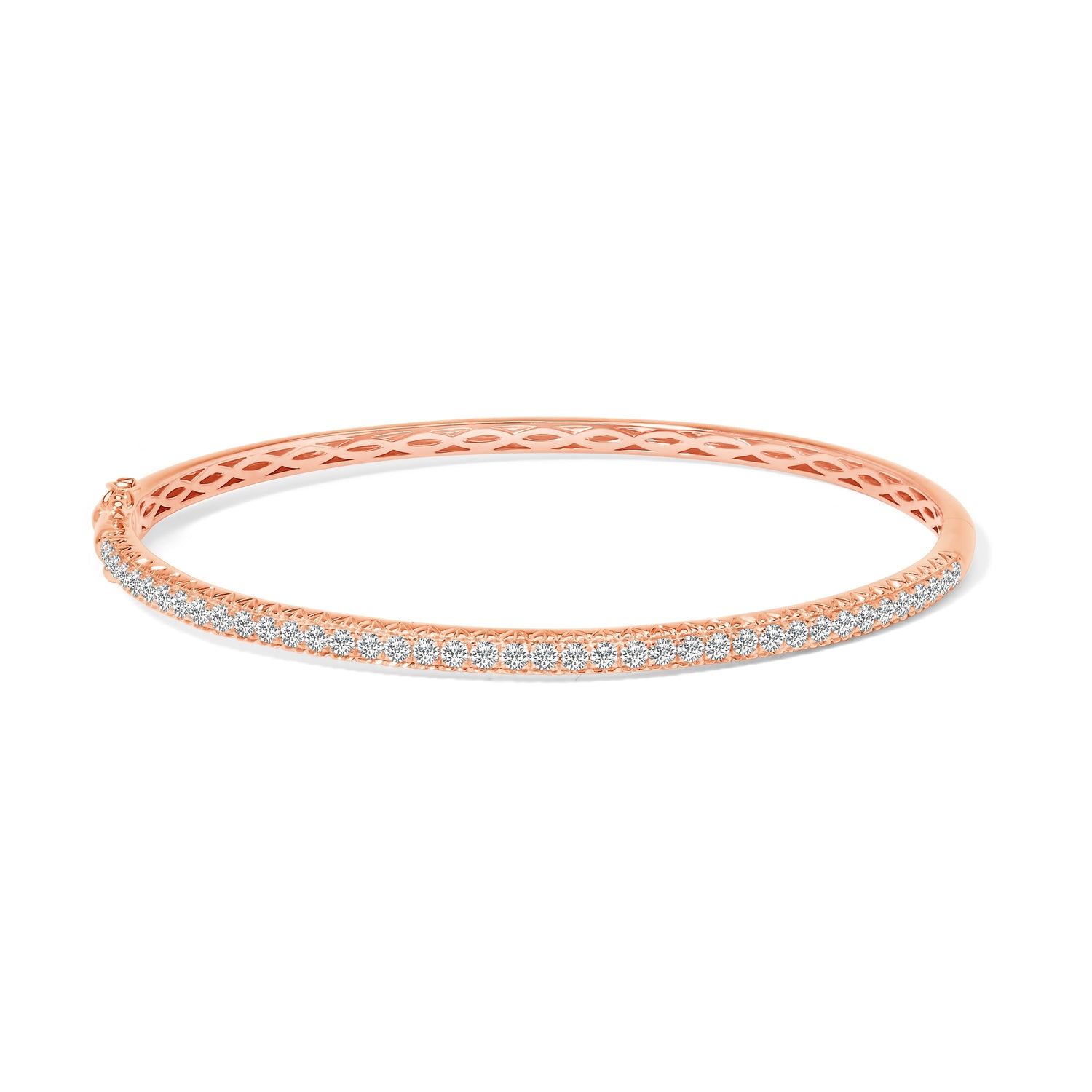 14K Rose Gold 1.00 Cttw Half Eternity Diamond Bangle Bracelet (G-H Color, SI2-I1 Clarity) - 7" Inches by Bids.com