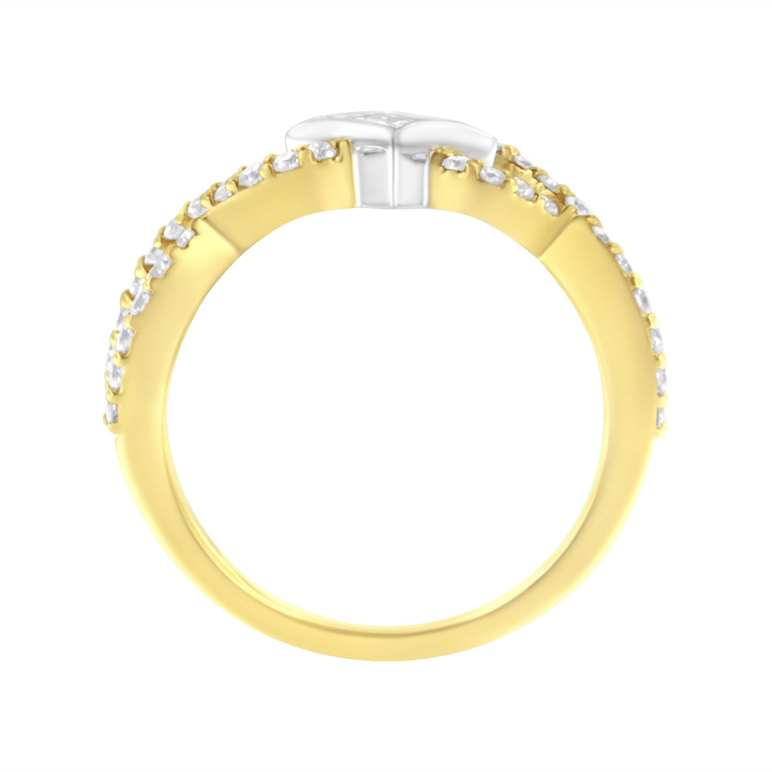 10K Two Tone Color 5/8 Cttw Diamond Kite and Twist Shank Ring (H-I Color,SI2-I1 Clarity) by Bids.com