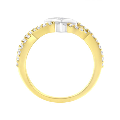 10K Two Tone Color 5/8 Cttw Diamond Kite and Twist Shank Ring (H-I Color,SI2-I1 Clarity) by Bids.com