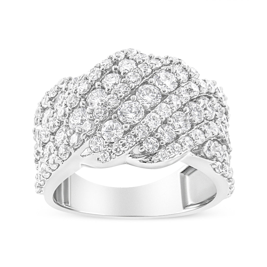 10K White Gold 3.00 Cttw Diamond Multi Row Cluster Band Ring (I-J Color, I3 Clarity) - Size 7 by Bids.com