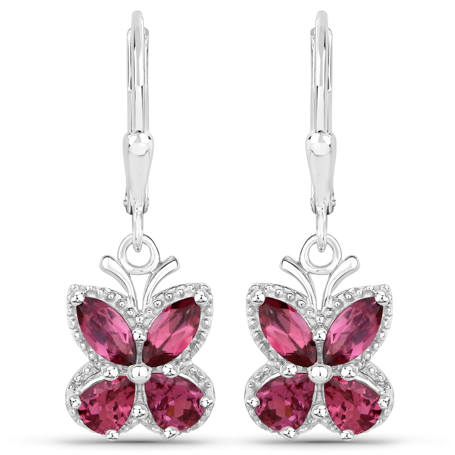 2.52 Carat Genuine Rhodolite Garnet .925 Sterling Silver Earrings  DestGlow